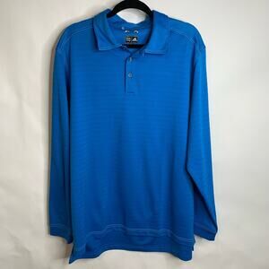 Adidas Blue Long Sleeve Polo Golf Shirt Sz XL